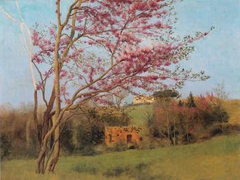 約翰 威廉 格維得 Landscape - Blossoming Red Almond